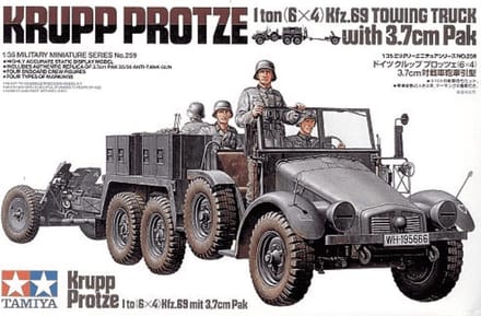 Tamiya Modelbouwpakket Militaire voertuigen - 35259 German Krupp Protze w/ 37mm PAK with 4 Figures Plastic - 1:35 - Modelbouw