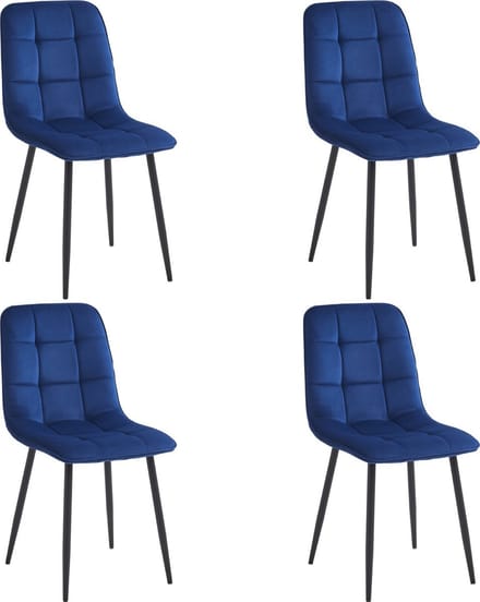 Colenis - Ela Eetkamerstoel - Set Van 4 - Blauw - Velvet - Design