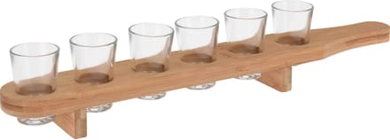 Glazen Borrelglaasjes voor Wodka op Bamboe Dienblad 40 ml / 6 Pieces