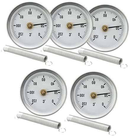 Buis thermometer - Temperatuurmeter rond - Leidingen meten - Directe aflezing - 63 mm diameter - Zilver