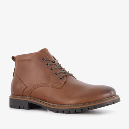 Van Beers leren heren veterboots cognac - Maat 41