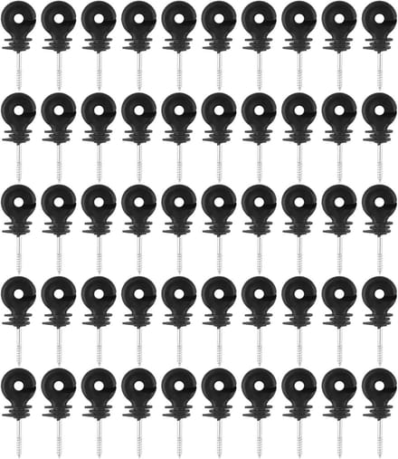 Hek Isolator Set - Schrikdraad Accessoires - Weide Afrastering - Eenvoudig Inschroefbaar - 50 Stuks - Zwart