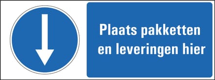 Plaats pakketten hier bord - kunststof 200 x 75 mm