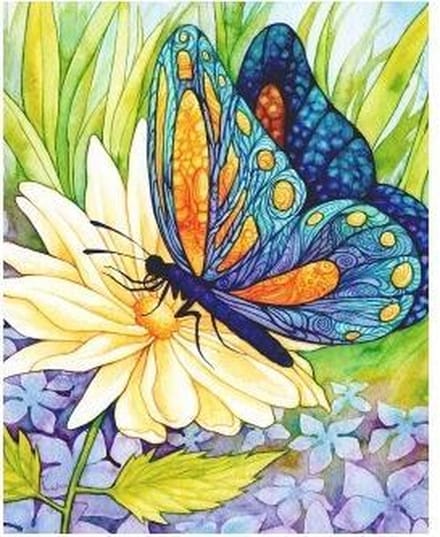 Diamond painting Butterfly on the Flower AZ-1129, Full Diamond Pianting