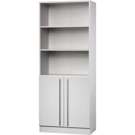 JENA combi-boekenkast, 5 OH, 3 open vakken + 2 deuren, B 800 x D 420 x H 2004 mm, lichtgrijs