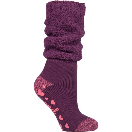 Heat Holders Dames antislip thermo bedsokken - Wijn (Traag)