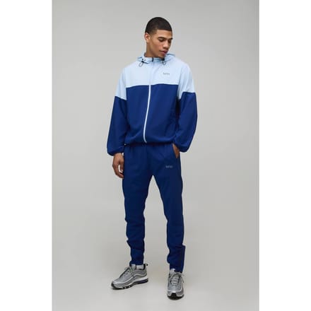 Regular Fit Heren Actief Kleurblok Windbreaker Trainingspak | Navy | Size Medium