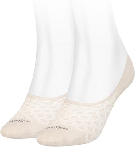 Calvin Klein Footie High Cut Diamond (2-pack) - dames onzichtbare sokken - beige