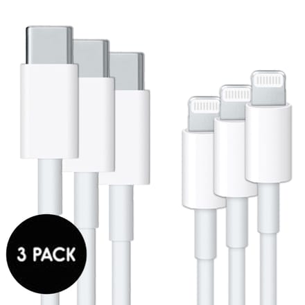 USB-C naar Lightning kabel 3-pack - Apple 'pre-owned' - 1 meter - Wit
