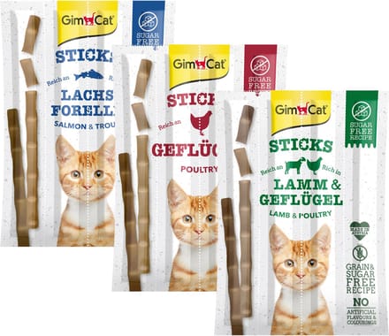 GimCat Sticks - Lam & Gevogelte - 16 Stuks (4 x 4 Stuks)