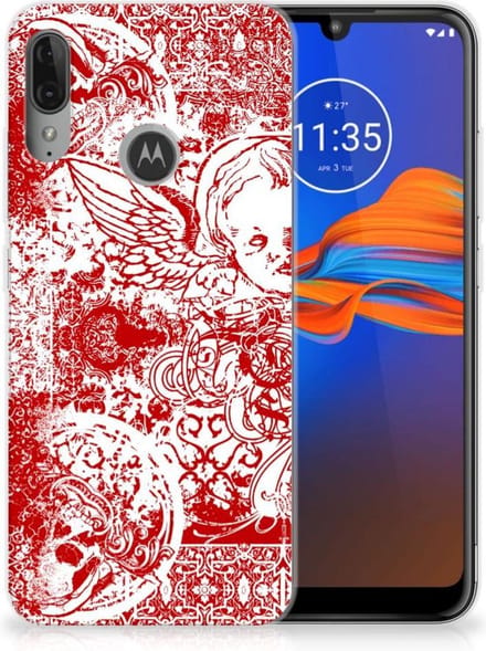 Silicone Back Case Motorola Moto E6 Plus Angel Skull Rood