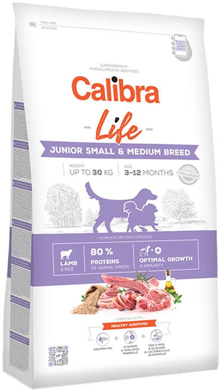 Calibra Dog Life Junior Small & Medium Breed - Lam - 2,5 kg