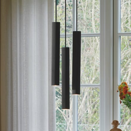 Nordlux Vico hanglamp, 3-lamps, rondel, metaal, zwart