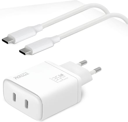 Usb C stekker + usb C Naar usb C kabel - 35w - Snellader - 2 poorten - Oplaadstekker - Lader - Set