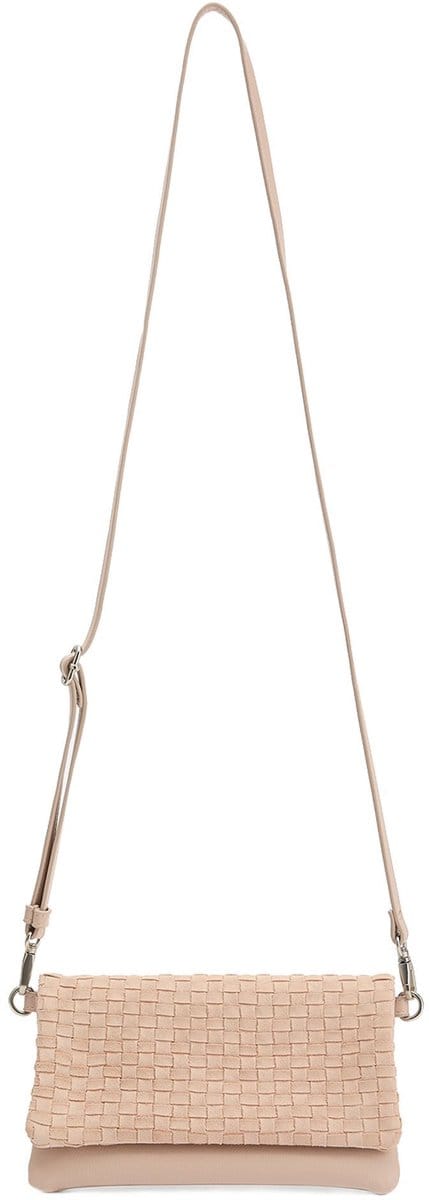 FREDsBRUDER Leren Schoudertas Weave Harmony Clutch Stone Oud roze