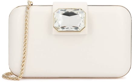 Wedding leather clutches in a shade of white with a decorative stone