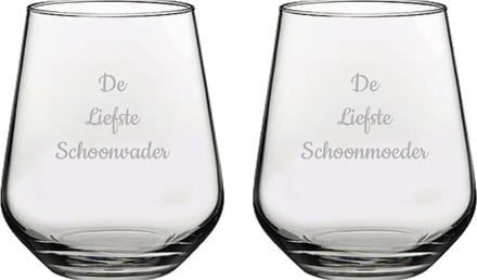 Gegraveerde Drinkglas 42,5cl De Liefste Schoonvader-De Liefste Schoonmoeder