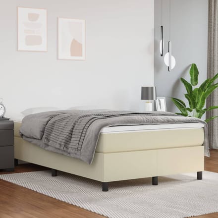vidaXL - Boxspring - bed - kunstleer - crèmekleurig - 120x200 - cm