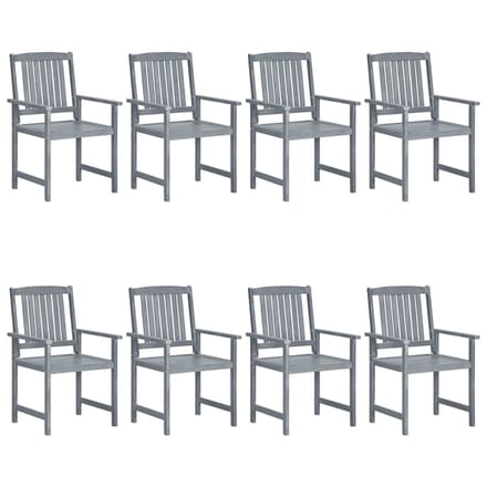 vidaXL - Tuinstoelen - 8 - st - met - kussens - massief - acaciahout - grijs