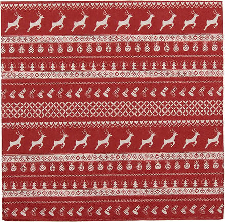 Clayre & Eef Servetten Papier Set van 20 33x33 cm (20) Rood Papier Rendieren
