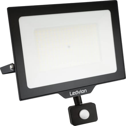 Ledvion - ECO LED-schijnwerper buiten, Met Sensor, IP65, 150W, 110lm/W, natuurlijk wit, 4000K, superhelder, breedstraler, buitenlamp