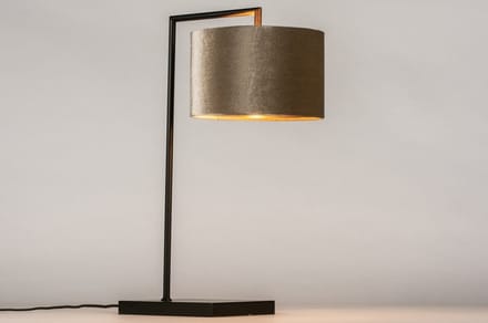 Lumidora Tafellamp 31074 - BRED - E27 - Zwart - Taupe - Metaal