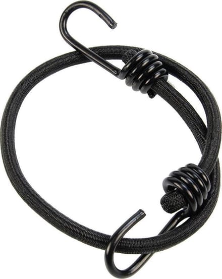 Snelbinder 60cm zwart pe 8mm koord met 2 spinhaken 4 stuks