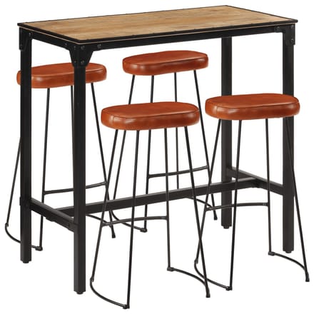 vidaXL - 5-delige - Barset - massief - ruw - mangohout - en - metaal