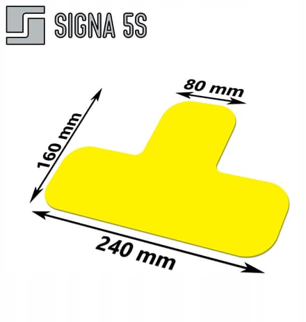 SIGNA 5S Vloermarkering T-vorm 240x160mm Geel PVC