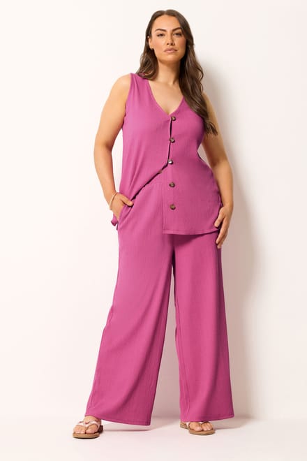 Yours Roze Getextureerde Broek Met Wijde Pijpen Size 42
