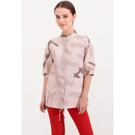 Abstracte Print Losse Fit Hemd met Pocket