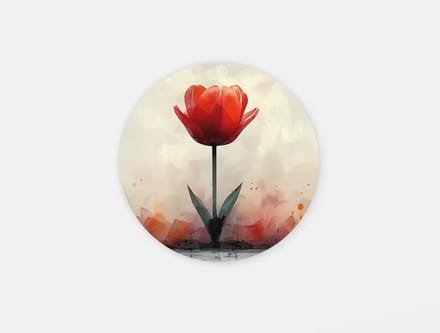Rond Schilderij - Bloemen - Rode Tulp - Muurcirkel print op Dibond - 80 cm