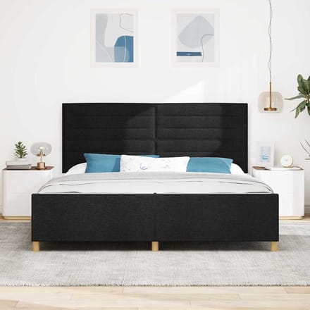 vidaXL - Bedframe - met - hoofdeinde - Zwart - 200 - x - 200 - cm - Stof