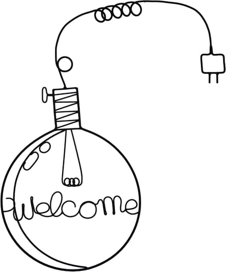 UNUS® Wanddecoratie gloeilamp met opschrift Welcome zwart 53x47 cm