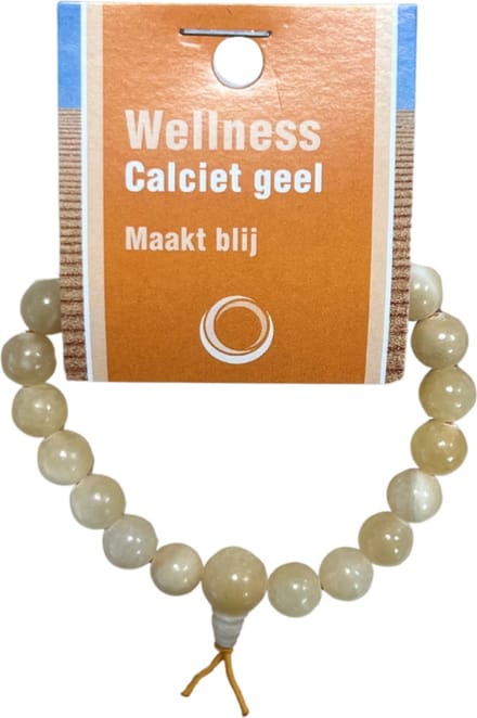 Calciet geel powerbead armband + kaart