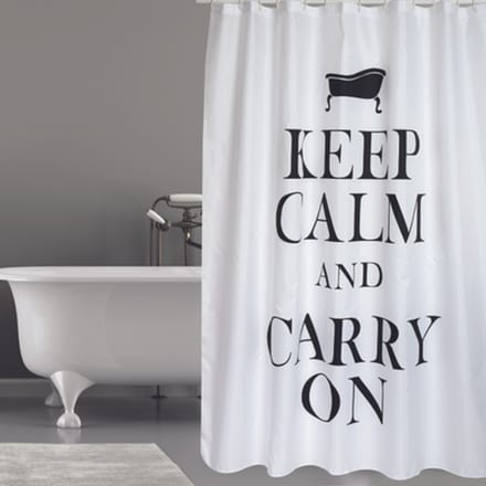 Msv Douchegordijn Keep Calm Zwart 180cm