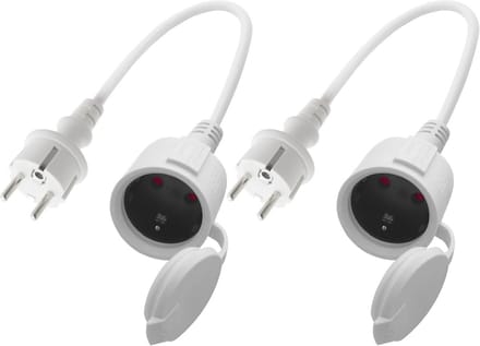 Verlengkabel Kort - Netsnoer Stekker - Buiten Gebruik - Spatwaterdicht IP44 - 3 Meter - Wit