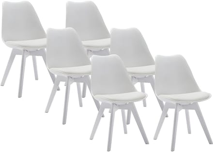 Vente-unique Set van 6 stoelen JODY - Polypropyleen en beukenhout - Wit