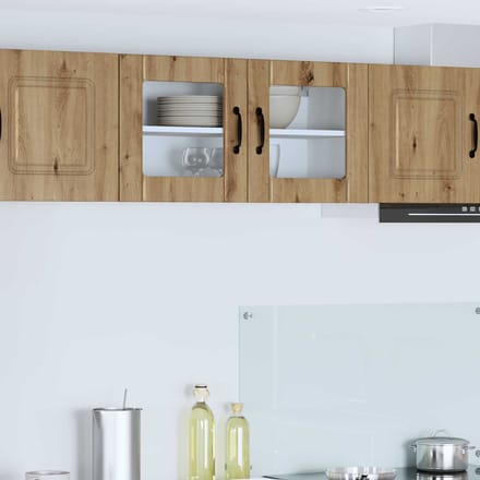vidaXL - Wandglas - Kasten - LUCCA - Artisanaal - eiken - 80 - x - 31 - x - 40 - cm