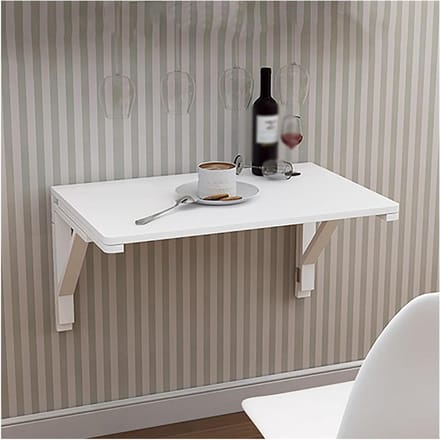 Opklapbare Wandtafel - Zwevend Bureau - Ruimte Besparen - Stevige Driehoekige Steun - 50x30cm - Wit