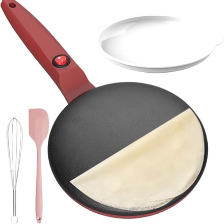 Pannenkoekenpan - Crêpemaker - Ontbijt Maken - Automatische Temperatuurregeling - 20 cm Diameter - Rood