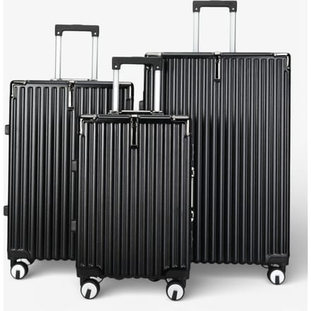 Black Hardshell Dual 4 Wheel ABS Bagagetrolley Hard Shell Cabin Koffer Set