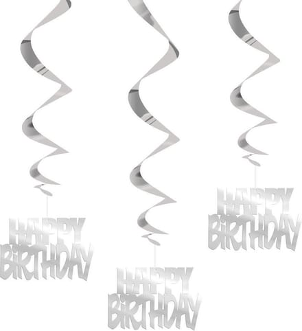 Hangdecoratie Happy Birthday Zilver 81cm 3st