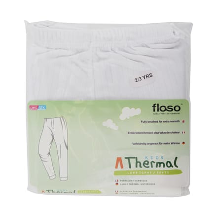 Floso Uniseks Kinderen/Kinderen Thermisch Ondergoed Lange Johns/Pants (Wit)