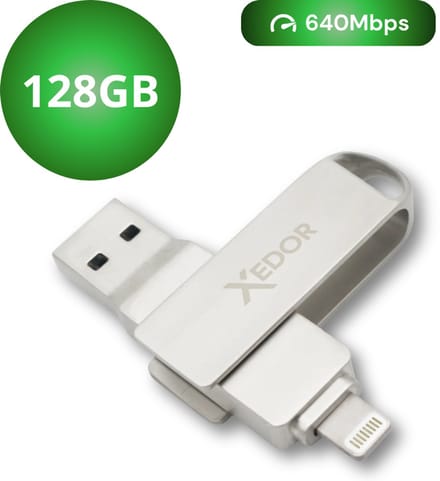 Xedor® Lite - USB Stick - 128 GB - 640Mbps - Lightning en USB A - iPhone