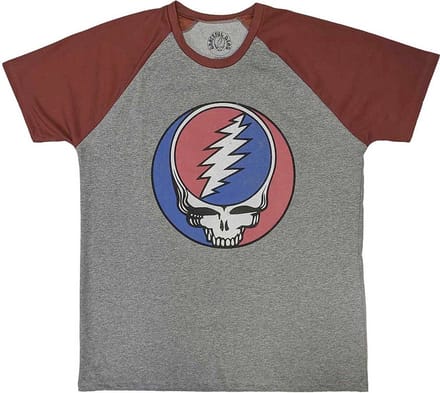 Grateful Dead - Steal Your Face Classic Heren Tshirt - S - Grijs/Rood