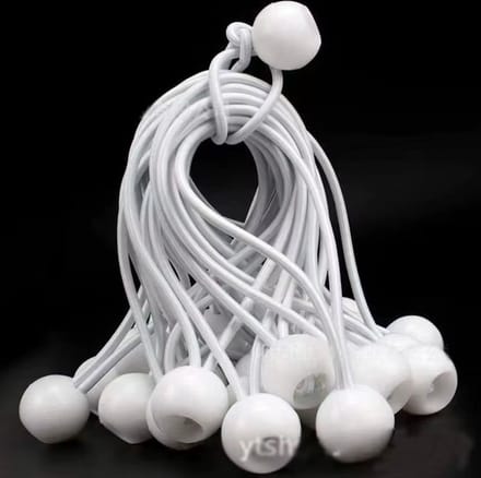 Actie4you® - Elastiek met Bal Blauw - 12-delig - Spanelastiek 15 cm – Tentspanner – Doekspanner - Wit