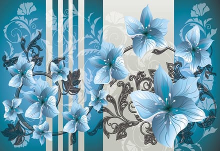 Fotobehang Flower Floral Pattern | DEUR - 211cm x 90cm | 130g/m2 Vlies