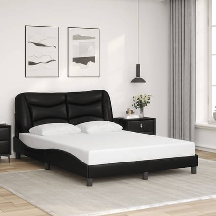 vidaXL - Bedframe - zonder - matras - "Hvar" - kunstleer - zwart - 140x200 - cm