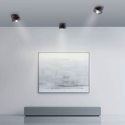 LED plafondspot PURE Move, zwart, Ø 12 cm, metaal/glas